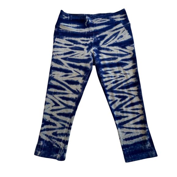 Nike Dri Fit Women’s Blue Gray Tie Dye Capri Pull On Workout Leggings Size M - Picture 1 of 6